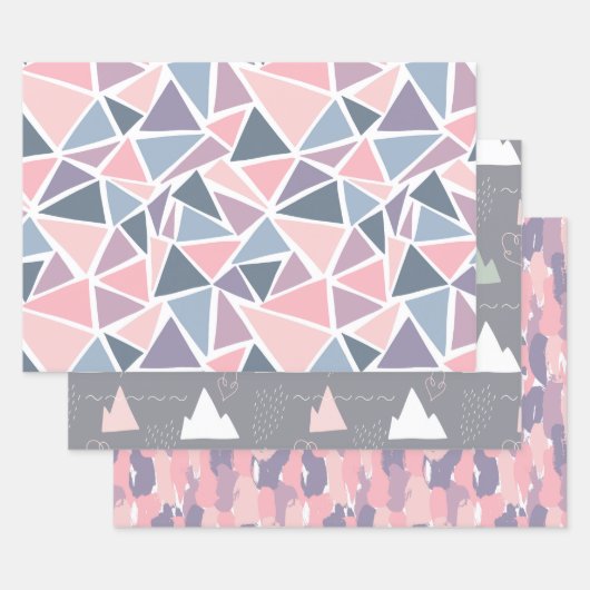 Handgezeichnetes, abstraktes Design, Berge, grau, Geschenkpapier Set (Set)