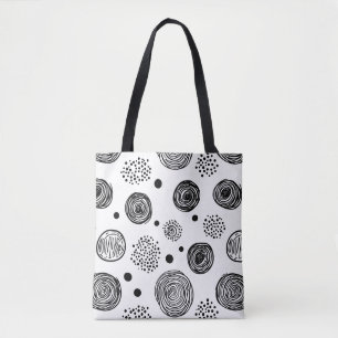 Handgezeichnetes abstraktes Doodle - Schwarz und W Tasche