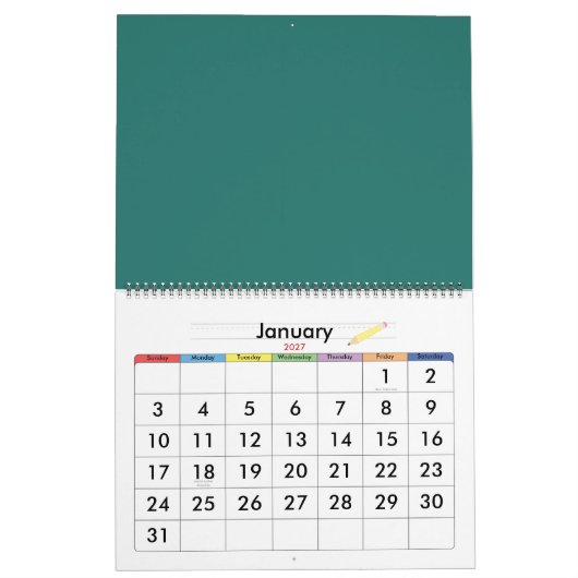 Handgezeichnetes abstraktes Vintages Design Kalender (Jan 2027)