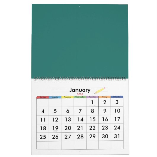 Handgezeichnetes abstraktes Vintages Design Kalender (Jan 2026)