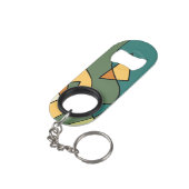 Handgezeichnetes abstraktes Vintages Design Mini Flaschenöffner (Rückseite Schrägansicht)