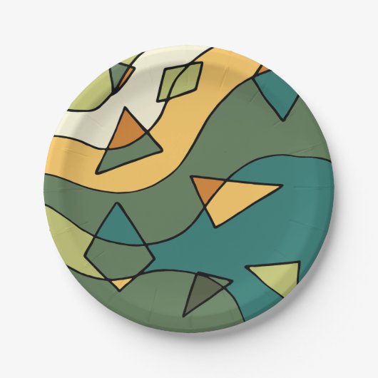 Handgezeichnetes abstraktes Vintages Design Pappteller (Vorderseite)