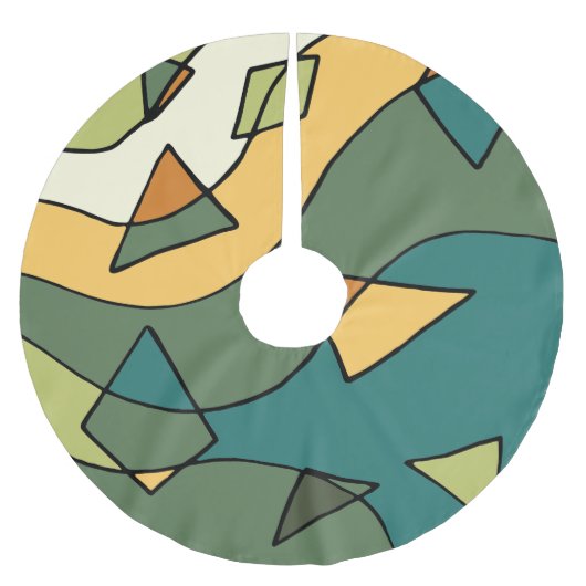 Handgezeichnetes abstraktes Vintages Design Polyester Weihnachtsbaumdecke (Vorderseite)