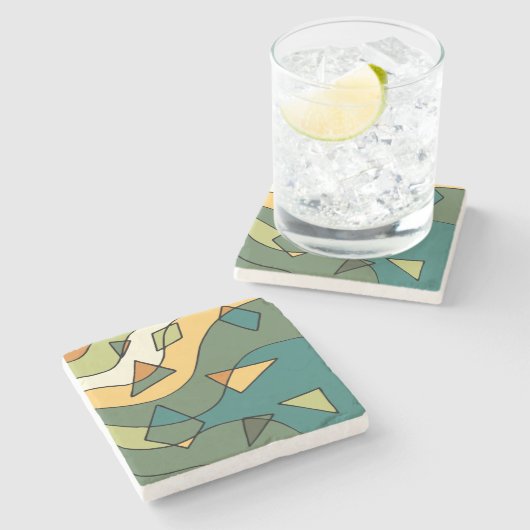 Handgezeichnetes abstraktes Vintages Design Steinuntersetzer (Seitenansicht)