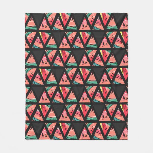 Handgezeichnetes Abstraktes Wassermelonmuster Fleecedecke (Vorderseite)