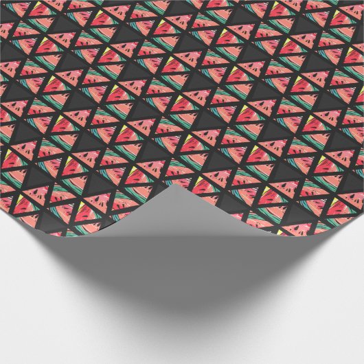 Handgezeichnetes Abstraktes Wassermelonmuster Geschenkpapier (Ecke)