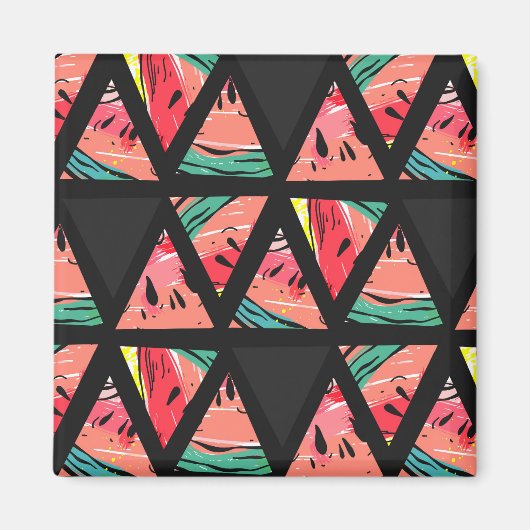 Handgezeichnetes Abstraktes Wassermelonmuster Magnet (Vorne)