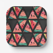 Handgezeichnetes Abstraktes Wassermelonmuster Pappteller (Vorderseite)