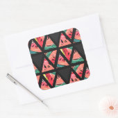 Handgezeichnetes Abstraktes Wassermelonmuster Quadratischer Aufkleber (Umschlag)