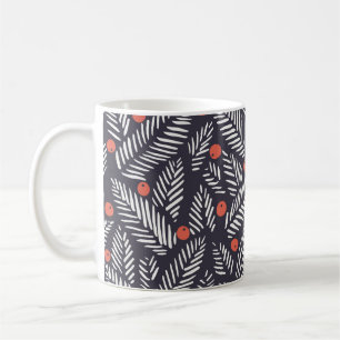 Handgezeichnetes abstraktes Weihnachtsgrün, rot he Kaffeetasse