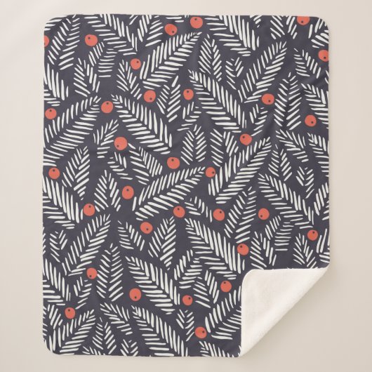 Handgezeichnetes abstraktes Weihnachtsgrün, rot he Sherpadecke (Vorderseite)