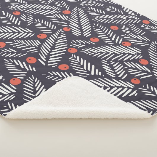 Handgezeichnetes abstraktes Weihnachtsgrün, rot he Sherpadecke (3/4)