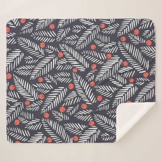 Handgezeichnetes abstraktes Weihnachtsgrün, rot he Sherpadecke (Vorderseite (Horizontal))