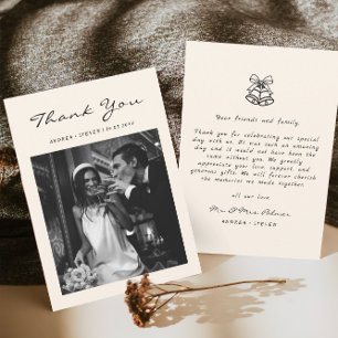 Handgezeichnetes altes Geld Hochzeit Dankeskarte