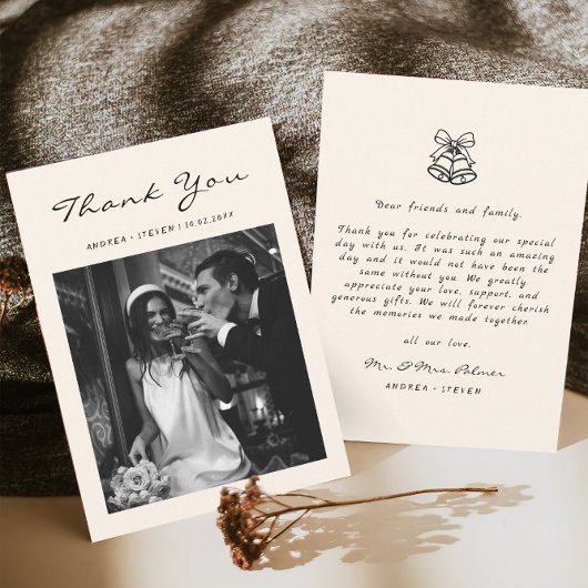 Handgezeichnetes altes Geld Hochzeit Dankeskarte