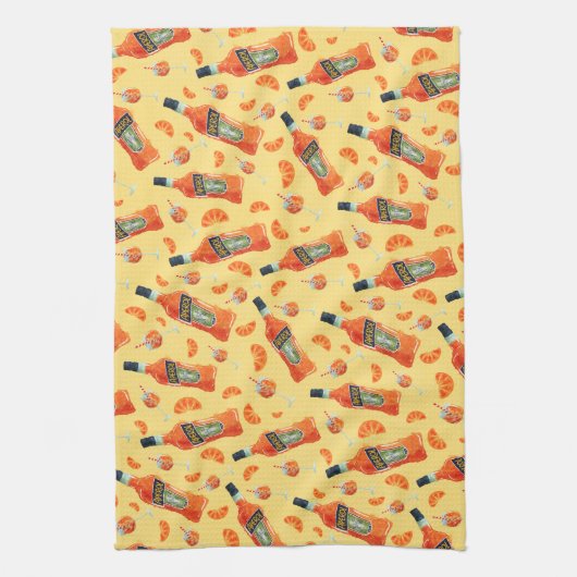 Handgezeichnetes Aperol Spritz Cocktail Stunden Te Geschirrtuch (Vertikal)