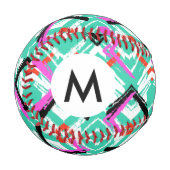 Handgezeichnetes Aquamarin Zig Zag Muster Baseball (Vorderseite Links)