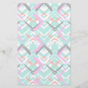 Handgezeichnetes Aquamarin Zig Zag Muster Briefpapier