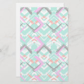 Handgezeichnetes Aquamarin Zig Zag Muster Briefpapier (Vorne/Hinten)