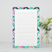 Handgezeichnetes Aquamarin Zig Zag Muster Briefpapier (Stehend Vorderseite)