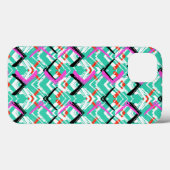 Handgezeichnetes Aquamarin Zig Zag Muster Case-Mate iPhone Hülle (Rückseite (Horizontal))