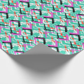 Handgezeichnetes Aquamarin Zig Zag Muster Geschenkpapier (Ecke)