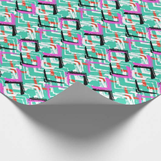 Handgezeichnetes Aquamarin Zig Zag Muster Geschenkpapier (Ecke)