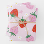 Handgezeichnetes ästhetisches Erdbeermuster ohne N Geschenkpapier Set (Beispiel)