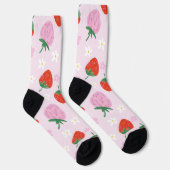 Handgezeichnetes ästhetisches Erdbeermuster ohne N Socken (Rechts)