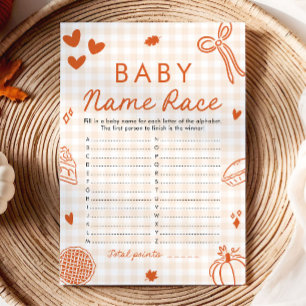 Handgezeichnetes Baby Name Race Baby Shower Game Einladung