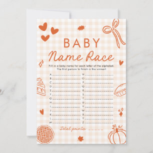 Handgezeichnetes Baby Name Race Baby Shower Game Einladung