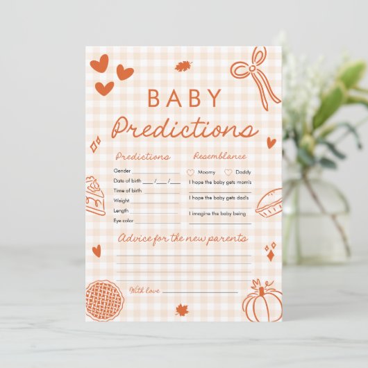 Handgezeichnetes Baby Prediction Baby Shower Game Einladung (Stehend Vorderseite)