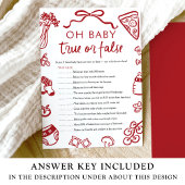 Handgezeichnetes Baby True oder False Baby Shower  Einladung