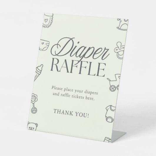 Handgezeichnetes Babyshower-Windel-Raffle-Schild Sockelschild (Vorderseite)