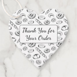 Handgezeichnetes Bäckerei-Muster Herz Danke Geschenkanhänger