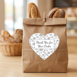 Handgezeichnetes Bäckerei-Muster Herz Danke Herz-Aufkleber