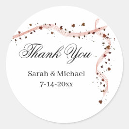 Handgezeichnetes Band und Blume Hochzeitskleber Runder Aufkleber