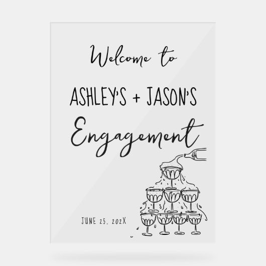 Handgezeichnetes Begrüßungszeichen Akryllische Ver Acrylschild (Vorderseite)