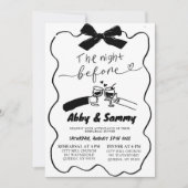 Handgezeichnetes Black Bow Couple Toast Probe Dinn Einladung (Vorderseite)