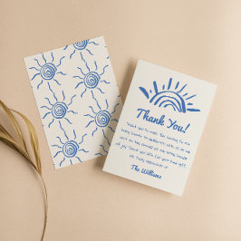 Handgezeichnetes Blau hier kommt die Son Baby Dusc Dankeskarte