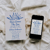 Handgezeichnetes Blau kommt hier die Sonnendusche  Einladung