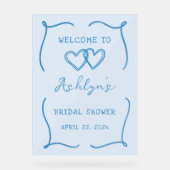 Handgezeichnetes blaues Brautparty Akryllisches Ze Acrylschild (Vorderseite)