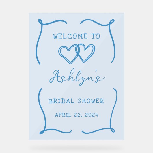 Handgezeichnetes blaues Brautparty Akryllisches Ze Acrylschild (Vorderseite)