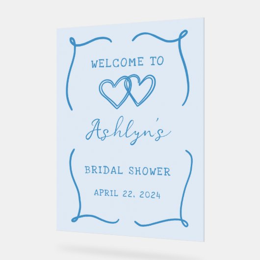 Handgezeichnetes blaues Brautparty Akryllisches Ze Acrylschild (Winkel)