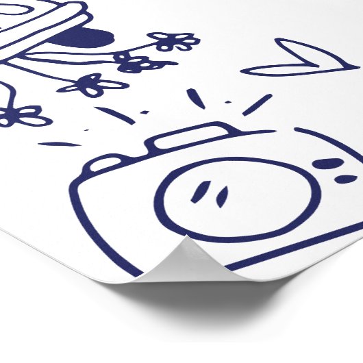 Handgezeichnetes blaues Brautparty Begrüßungszeich Poster (Ecke)