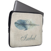 Handgezeichnetes blaues graues Aquarellfederhellbe Laptopschutzhülle (Vorne Rechts)