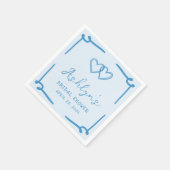 Handgezeichnetes blaues Herz Brautparty Papier Nap Serviette (Ecke)