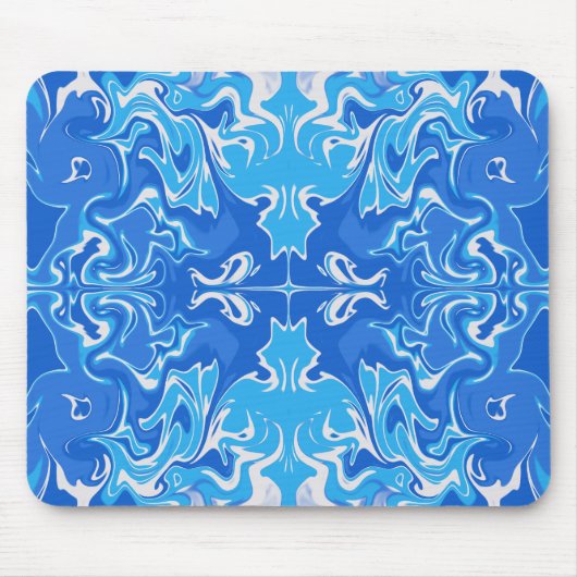 Handgezeichnetes blaues Marmor-Mauspad Mousepad (Vorne)