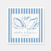 Handgezeichnetes blaues Schwan-Paar Whimsical Hoch Serviette (Vorderseite)
