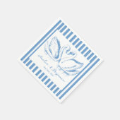 Handgezeichnetes blaues Schwan-Paar Whimsical Hoch Serviette (Ecke)